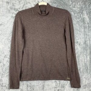 T Tahari Sweater Womens Brown Mock Neck Long Sleeve Quiet Luxury‎ Academia Top